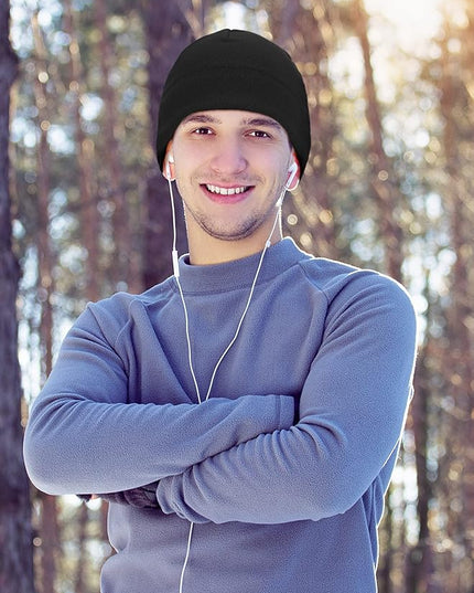 6 Pcs Fleece Skull Cap Men Fleece Beanie Winter Watch Hat Warm Polar Beanie Cap Thick Windproof Unisex for Outdoor Exercising