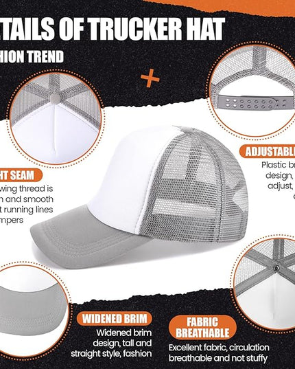 10 Pcs Sublimation Blank Trucker Hats Bulk Mesh Baseball Cap Polyester Mesh Trucker Hat for Men and Women