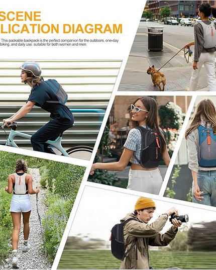 FIORETTO 10L Hiking Backpack for Women Men Mini Packable Backpack Lightweight Small Daypack for Camping Travel Outdoor, Beige