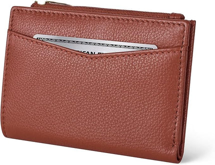 Oak Leathers Leather Wallet For Women - Small RFID Coin Purse Credit Card & ID Holder for Ladies, Gift for Women's, Bifold Wallets (Nappa Cognac)