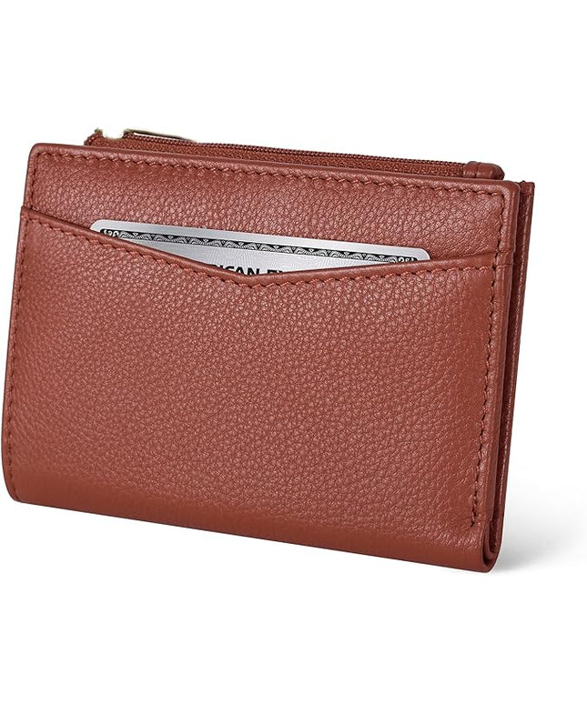 Oak Leathers Leather Wallet For Women - Small RFID Coin Purse Credit Card & ID Holder for Ladies, Gift for Women's, Bifold Wallets (Nappa Cognac)