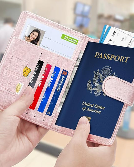 Herain Passport Holder for Travel Cruise Essentials, 2 Pcs Passport Cover Wallet Case Travel Gifts Women Men Family, RFID Passports Book Card Holders Travels Accessories Must Haves