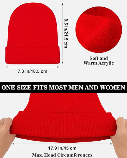 Cooraby 12 Pack Knitted Winter Beanie Cold Weather Acrylic Warm Skull Cap Cuff Watch Hat for Men or Women Homeless Donation