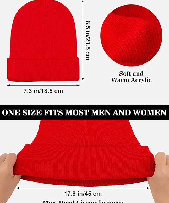 Cooraby 12 Pack Knitted Winter Beanie Cold Weather Acrylic Warm Skull Cap Cuff Watch Hat for Men or Women Homeless Donation