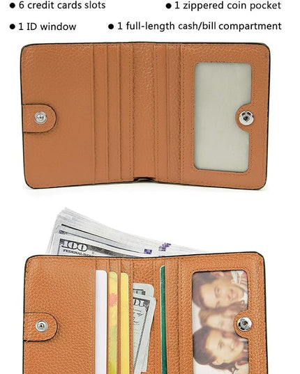 AINIMOER Small Leather Wallet for Women, Ladies Credit Card Holder RFID Blocking Women's Mini Bifold Pocket Purse