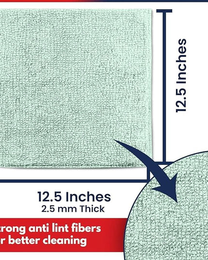 USANOOKS Microfiber Cleaning Cloth - Sea Green - 100Pcs (12.5x12.5 inch) High Performance - 1200 Washes, Ultra Absorbent Car Towel Traps Grime & Liquid for Streak-Free Mirror Shine - car Washing cloth