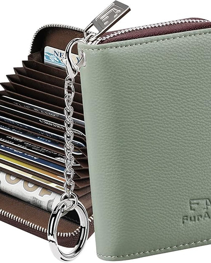 FurArt Zipper Wallet Women, RFID Blocking Credit Card Wallet, Business Card Holder, Compact Size KeyChain Wallet