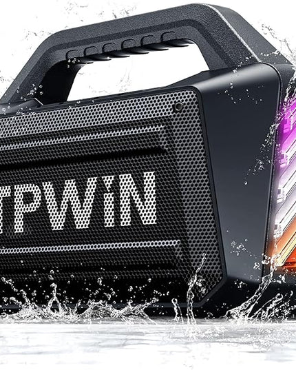 Bluetooth Speaker - 80W Loud Rugged Outdoor Speakers, IPX6 Waterproof, 20H Playtime, Deep Bass, Lightshow, TWS, BT 5.3 Wireless, Portable for Travel Hiking Camping Beach Pool - Black