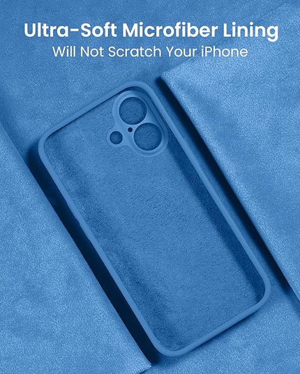 FireNova Designed for iPhone 16 Plus Case, Silicone Upgraded [Camera Protection] Case with [2 Screen Protectors], Soft Anti-Scratch Microfiber Lining Inside, 6.7 inch, Blue