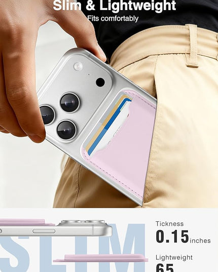 TopMade for Magsafe Wallet, Strongest Magnetic Card Holder for iPhone 17, iPhone 16/15/14/13/12 Series, Leather Magnetic Phone Wallet with Powerful Magnets, RFID Blocking, Fit 4 Cards, Pink