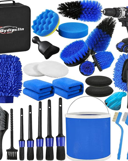 29Pcs Car Detailing Kit, Car Detailing Brush Set, Car Wash Cleaning Kit, Car Detailing Brushes, Professional Car Care Kit for Interior Exterior Wheels, Blue