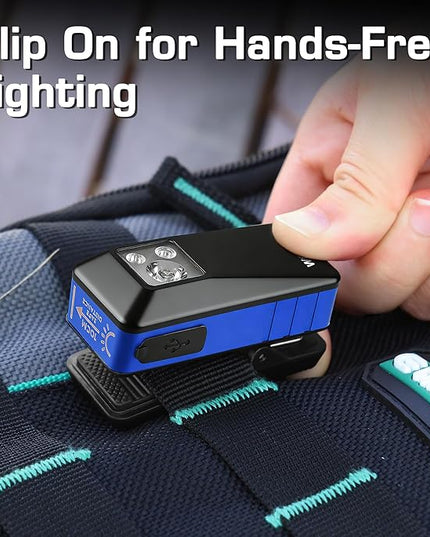 WORKPRO EDC Flashlight Clip-on Light, 500 Lumens Rechargeable Flashlight with Type-C, Magnetic Pocket Light for Working, Cycling, Signaling, Running, Camping, Blue