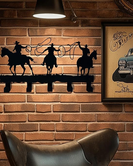 ZORISE Western Cowboy Coat Hooks - Wall Art Decor and Key Holder, Clothes, Hat, and Backpack Hanger, Sweet Home Storage Decor for Entryway, Hallway, Office, Kitchen, and Living Room