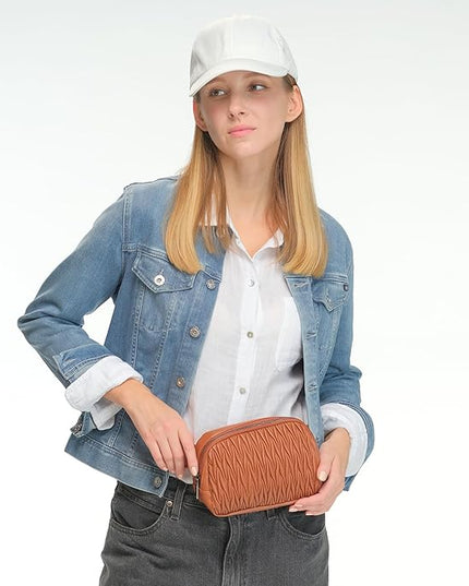 C.C Belt Bag for Women – Quilted Fanny Pack Crossbody Waist Bag with Adjustable Strap, Fashion Gift Idea (Materasse - Rust)