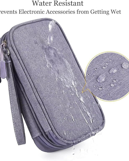 Electronic Organizer Travel Cable Accessories Bag, Electronic Organizer Case, Electronic Accessories Organizer Bag for Power Bank, Charging Cords, Chargers, Mouse, USB Cable, Earphones (Purple)