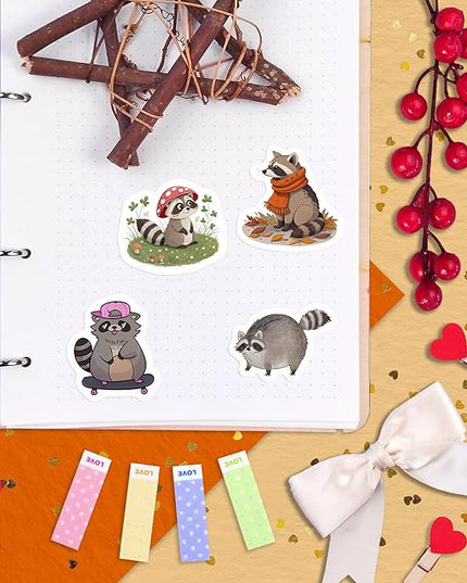 100Pcs Raccoon Stickers for Water Bottle, Laptop - Raccoon Gifts & Party Supplies - Gift for Women & Men