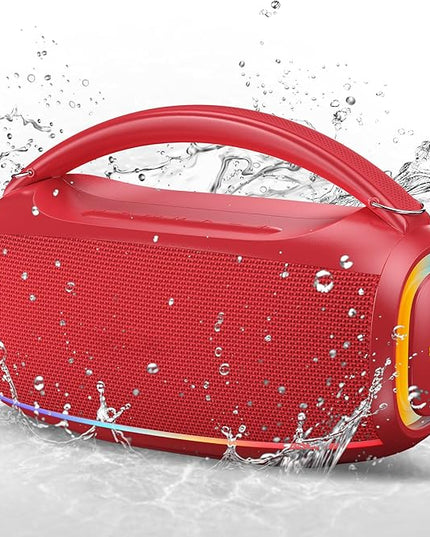 Portable Bluetooth Wireless,60W Loud Speaker with Bass,12H Playtime,IPX5 Waterproof,Stereo Loud Sound,Deep Bass,for Pool,Work,Beach,Outdoor,Workshop,Gift Portable Speaker with TWS (Red)