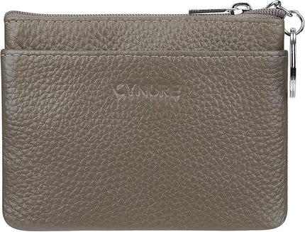 Women's Genuine Leather Coin Purse Mini Pouch Change Wallet with Keychain