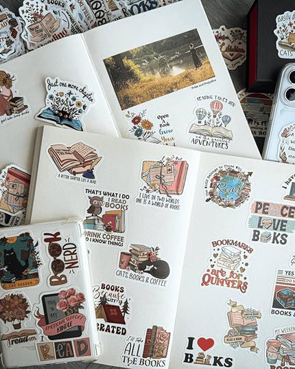 MiStar 110 PCS Book Stickers for Kindle, Bookish Reading Literary Quote Lover for Water Bottles Phone Case Laptops Gifts Decal Decor for Teens Women Adults Bookworm Readers
