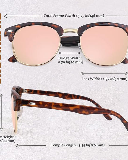 GQUEEN Classic Horn Rimmed Semi Rimless Polarized Sunglasses for Men Women GQO6