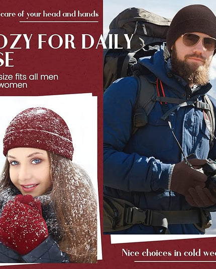 Tarpop 96 Pcs Winter Beanies and Gloves Bulk, Cold Weather Unisex Winter Hat and Gloves for Homeless Men Women