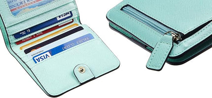 Toughergun Women’s Small Slim Leather Wallet with RFID Protection, Compact Bifold Mini Purse with Clear ID Window