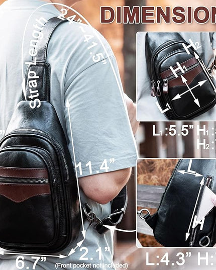 Genuine Leather Sling Bag for Men and Women Crossbody Shoulder Bag Sling Backpack Chest Purse Carry on Casual Daypack