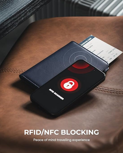 VULKIT Passport Holder with Airtag Slot, Premium Nappa Leather, RFID Blocking Airtag Passport Wallet