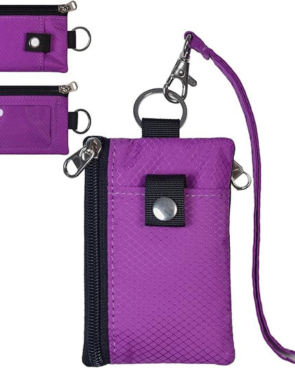 Minimalist RFID Blocking Small Wallet with ID Window,WaterResistant Zip Id Case Wallet with Lanyard Keychain for Cards,Cash,Travel,Women,Men