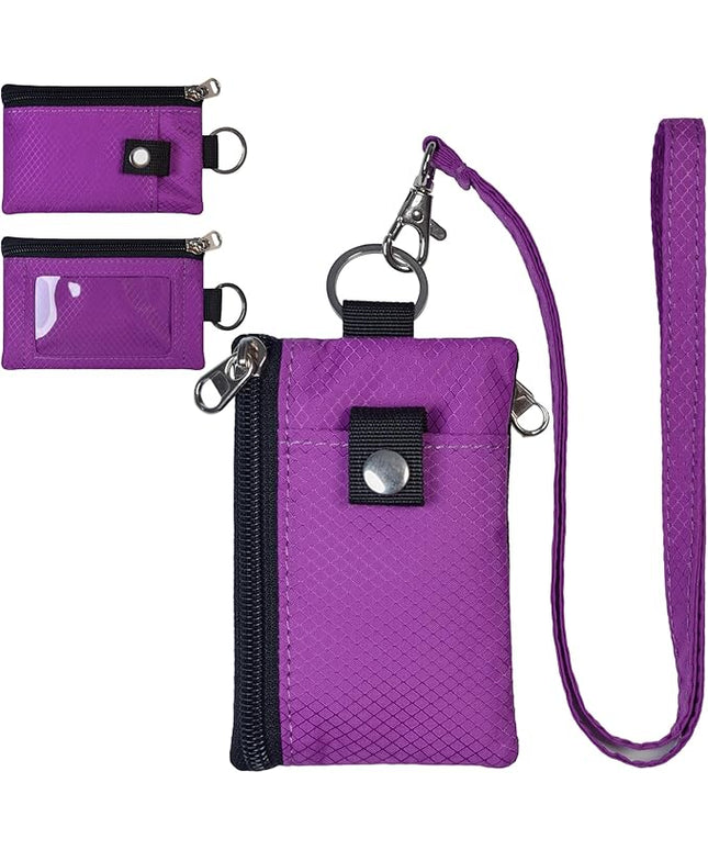 Minimalist RFID Blocking Small Wallet with ID Window,WaterResistant Zip Id Case Wallet with Lanyard Keychain for Cards,Cash,Travel,Women,Men