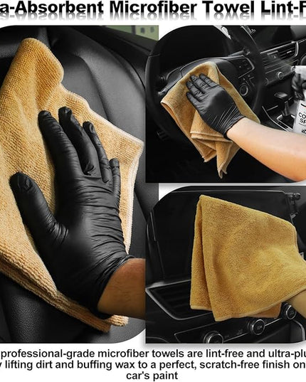 10PCS Car Cleaning Kit, Car Detailing Kit Interior Cleaner, Long Bristle Horse Hair Leather Cleaning Brush, Car Detailing Brushes, Microfiber Cloth & Applicator, Car Cleaning Supplies for Interior