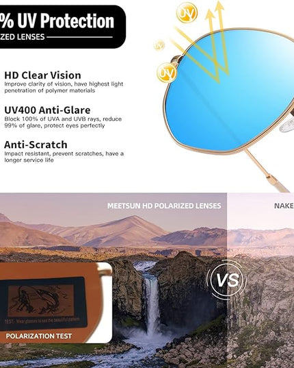 MEETSUN Polarized Hexagon Sunglasses for Women Men Polygon Square Sun Glasses UV400 Protection Metal Frame