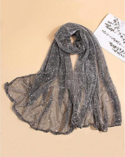 Floerns Women's Sequin Bandana Square Scarf Silk Scarves Mesh Shawl and Wrap for Evening Dresses