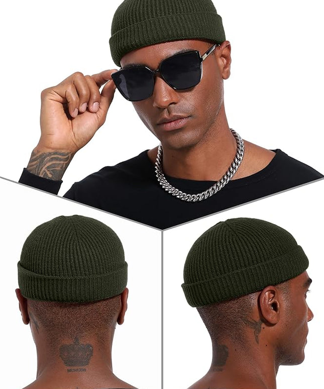 vidsel Thin Wool Fisherman Beanie Hat for Men Women Fall Winter,Short Knit Cuffed Fashion Trawler Skull Cap,Watch Cap