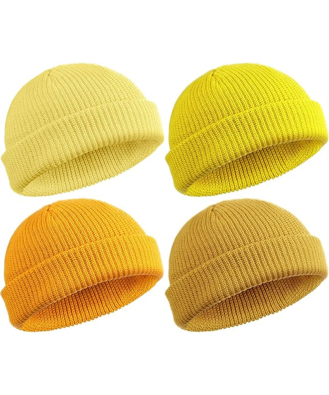 SATINIOR 4 Pieces Trawler Beanie Watch Hat Roll up Edge Skullcap Fisherman Beanie Unisex