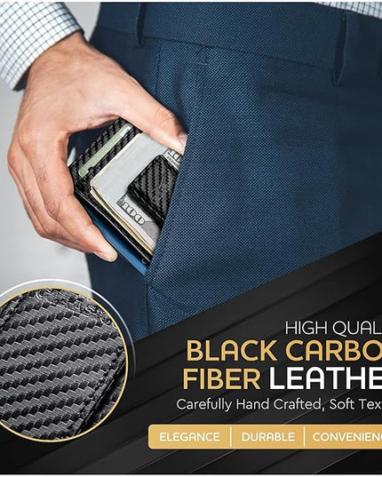 Money Clip Leather Wallet For Men Slim Front Pocket RFID Blocking with Super Strong Magnetic