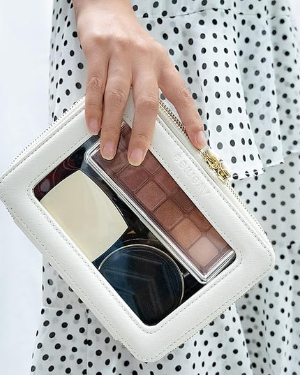 Aveniee Clear Makeup Bag Organizer,Large Travel Toiletry Bag for Women, Waterproof Cosmetic Pouch with Zippers,Car Organizers and Storage Case for Accessories,White