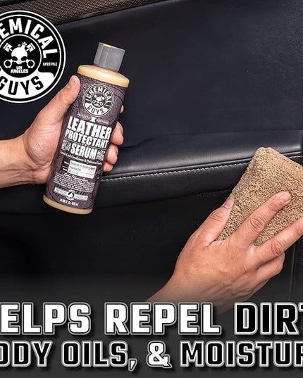 Chemical Guys Leather Cleaner & Leather Serum Kit for Car Interiors, Furniture, Apparel, Shoes, Boots, and More (Works on Natural, Synthetic, Pleather, Faux Leather and More), 16 fl oz - 2 Items