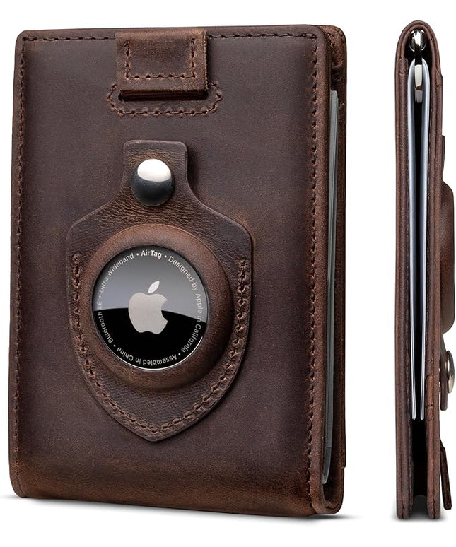 SERMAN BRANDS RFID Blocking Slim Bifold Genuine Leather Minimalist Front Pocket Wallets for Men with Money Clip Thin Mens