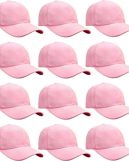 Falari Wholesale Bulk Lot 12-Pack Baseball Cap Adjustable Size Plain Blank Solid Color
