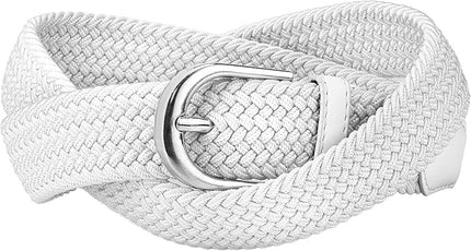 Falari Men Women Multicolored Elastic Stretch Braided Belt Canvas Fabric Woven No Holes Belt