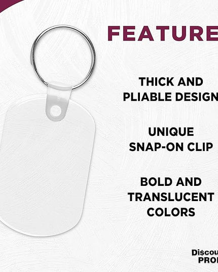 DISCOUNT PROMOS Tag Soft Plastic Keychains - 10 pack - Small Key Tag Chain For Staying Organized - Rubber Key Ring Keychain – Clear