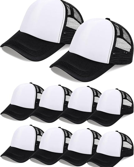 10 Pcs Sublimation Blank Trucker Hats Bulk Mesh Baseball Cap Polyester Mesh Trucker Hat for Men and Women