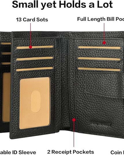 Lavemi Small Compact Women Wallet RFID Blocking Genuine Leather Bifold Purse with ID Windows