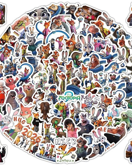 103 Pcs Anime Theme Stickers, Animals Cute Stickers, Movie Sticker Decorative Items Suitable for Phones, Tablets, Water Bottles, Refrigerators, Guitars, Scooters, Suitcases,and More