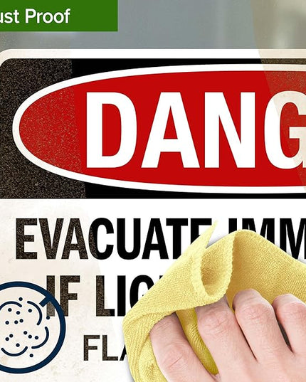Danger Evacuate Immediately If Light is Flashing Flammable Vapors are Present Sign, 10x7 Inches, 4 Mil Vinyl Decal Stickers Weather Resistant, Made in USA by My Sign Center