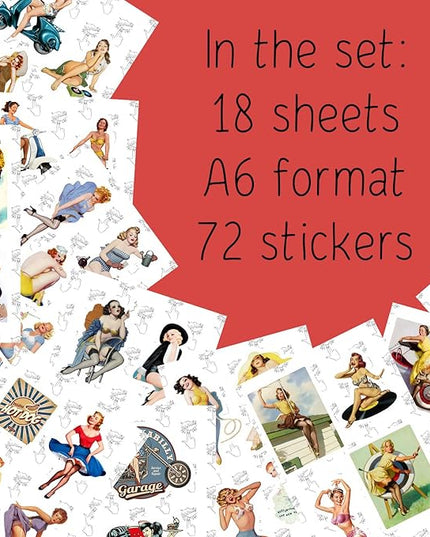 BulbaCraft Pin Up Girl Stickers for Water Bottle and Laptop - Pin Up Girl Party Supplies & Decorations, Waterproof Vinyl Decals, Retro and Vintage Stickers, Gifts for Women & Men