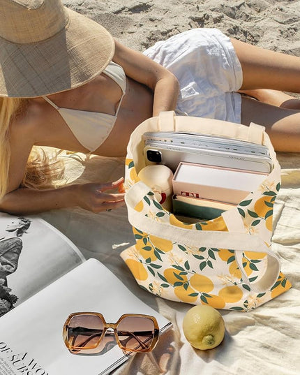 Aesthetic Canvas Tote Bag for Women - Sturdy Cloth Cotton Totes Bag with Pattern Shoulder Bag