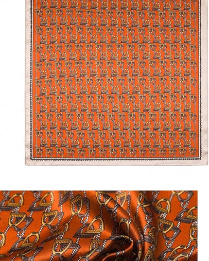 ANDANTINO 100% Pure Mulberry Silk Small Square Scarves -21'' x 21''- Digital Printed Neckerchief –Women Men Lightweight Scarf