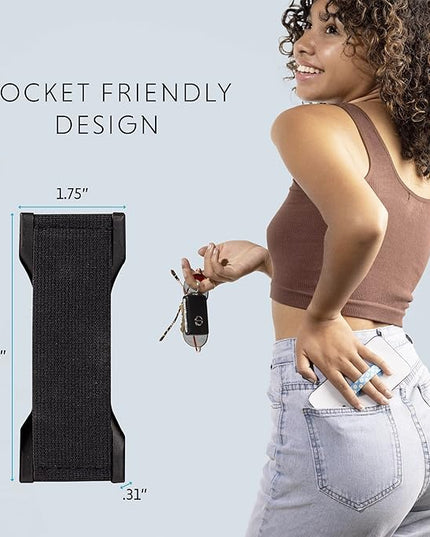 LOVEHANDLE PRO Premium Phone Grip - Elastic Phone Strap - Magnetic Phone Mount and Kickstand for Smartphone and Tablet - Black